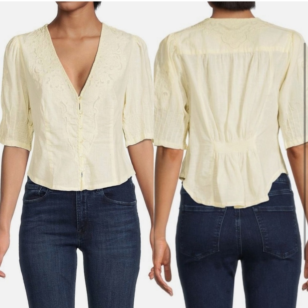 NWT Free People Laurie Embroidered Blouse - Picture 2 of 2